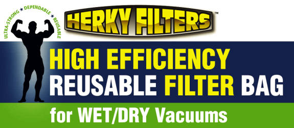 Herky Filters, reusable wet dry vacuum bags